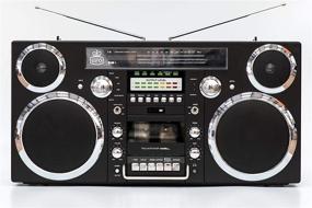 img 4 attached to 🎵 GPO Brooklyn Portable Boombox - CD Player, Cassette Player, FM Radio, USB, Bluetooth Speaker - 1980s Style - Black