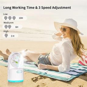 img 2 attached to 🌬️ 2021 Upgraded Table Misting Fan: Portable Cooling Mister with 300ML Water Tank, 7 Colorful Nightlight - Ideal for Camping, Outdoors, Office, Room, Home