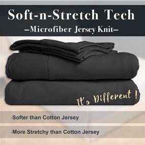 img 3 attached to 🛏️ Dark Gray Queen Jersey Knit Microfiber Bed Sheet Sets - Deep Pocket Sheets with 4-Way Stretch, T-Shirt Softness, Wrinkle Resistance - 4-Piece Stretchy Queen Sheet Sets