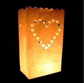 img 3 attached to 🎉 Enhance Your Celebration with Since White Luminary Bags - 20 Count - Big Heart Design - Perfect for Weddings, Receptions, Parties, and Events - Flame Resistant Paper - Luminaria (Big Heart)