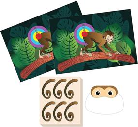 img 3 attached to Pin The Tail on The Monkey - Jungle Theme Party Game: Fun for All Ages, Includes 2 Posters, Blindfold, Stickers - Zoo Party Favors