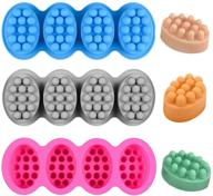 🧼 set of 3 massage bar soap molds - 4.5oz, 4-cavity nonstick & bpa free silicone mold for diy soaps making - handmade soap mold with random color logo