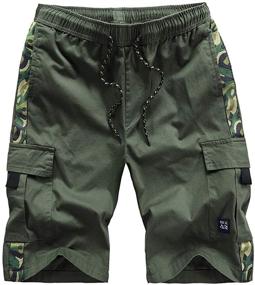 img 4 attached to Kolongvangie Elastic Waist Drawstring Cotton Cargo Shorts for Casual Outdoor Activities - Lightweight with Multiple Pockets