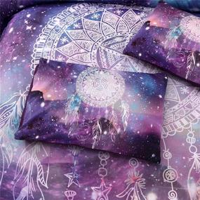 img 1 attached to Потрясающий галактический ловец снов Мандала богемский комплект одеял постельного белья с конфоркой в галактическом-фиолетовом цвете - идеально подходит для взрослых, подростков и девочек (размер Queen) - Митинг Стори 3 шт.