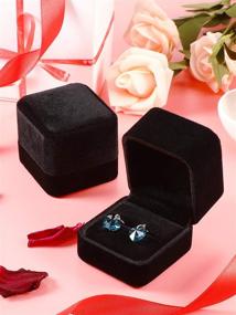 img 3 attached to 💍 ZHANMAI 12-Piece Velvet Ring Earring Gift Box Set - Perfect for Wedding, Engagement, Birthday, Anniversary - Elegant Black Jewelry Case