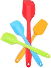 img 3 attached to Premium Set of 4 Heat Resistant Silicone 🔥 Spatulas with Stainless Steel Core - Non-stick Rubber Coating