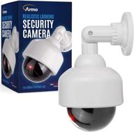 📷 armo fake security camera dome - realistic look decoy surveillance system for indoor/outdoor use. perfect for businesses & shops. bonus warning sticker included. logo