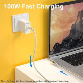 img 2 attached to 🔌 Fasgear 100W USB C to Type C 90 Degree Cable 3ft, USB 3.1 Gen 2 10Gbps Data 5A Power Delivery (PD) with E-Marker Compatible for Oculus Link, VR Headset, PD Docking Station, HDD, MacBook, 4K Displays - White