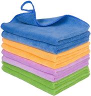 🧽 pack of 8 microfiber cleaning rags for home – soft microfiber towels for car drying, dusting cloths for detailing – microfiber cleaning towels for kitchen, windows, stainless steel, furniture (12''x12'') logo