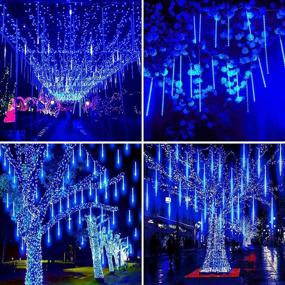 img 1 attached to 🌟 Captivate Your Ambiance with Brilliant Blue Falling Rain Lights - 8 Tube Meteor Shower Outdoor Christmas Lights, UL Plug - Perfect for Holiday Wedding Party Garden Tree Decor!
