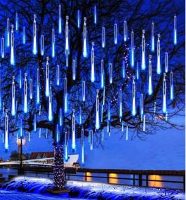 img 4 attached to 🌟 Captivate Your Ambiance with Brilliant Blue Falling Rain Lights - 8 Tube Meteor Shower Outdoor Christmas Lights, UL Plug - Perfect for Holiday Wedding Party Garden Tree Decor!