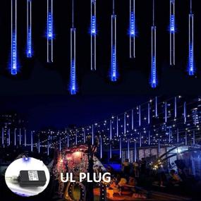img 3 attached to 🌟 Captivate Your Ambiance with Brilliant Blue Falling Rain Lights - 8 Tube Meteor Shower Outdoor Christmas Lights, UL Plug - Perfect for Holiday Wedding Party Garden Tree Decor!