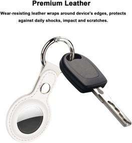 img 2 attached to 🔑 Premium Leather AirTags Case: TENDLIN Anti-Scratch Holder with Keychain for AirTags Tracker (White)