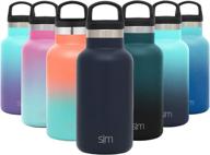 🌊 small reusable stainless steel water bottle with handle lid - simple modern insulated thermos flask, 12oz ascent narrow mouth, deep ocean logo