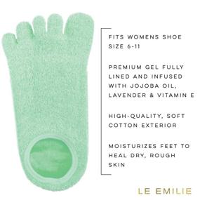 img 1 attached to 🧦 LE EMILIE 5 Toe Moisturizing Gel Socks: Healing Dry Cracked Heels with Aromatherapy Blend of Lavender and Jojoba Oil - Aqua (1 Pair)