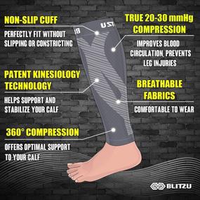 img 3 attached to 🧦 Calf Compression Sleeves for Men and Women: Footless Compression Socks for Shin Splints, Varicose Vein Treatment, Pain Relief, and Pregnancy Support | Best Wide Leg Compression Sleeve for Running Nurses