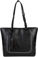 👜 women's large tote handbag with tassel top handle - leather purse and shoulder bag for ladies logo