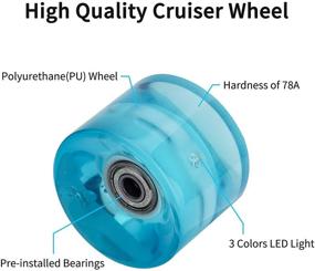 img 2 attached to 🔵 NONMON LED Light Longboard Wheels, 60mm 78A Replacement Skateboard Cruiser Wheels with ABEC-9 608ZZ Bearings, 4 Pack, Blue