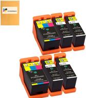 dell v313 v313w v515w p513w p713w v715w printer compatible series 21 ink cartridges (4 black, 2 color) - replacement option logo