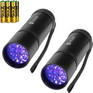 🔦 2-pack uv black light flashlights with 12 leds - handheld pet urine detector for dry dog urine and scorpion detection, includes 6 aaa batteries logo