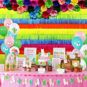 img 1 attached to 🎉 Vibrant Mexican Fiesta Photography Backdrop – UTOPP 7x5ft Colorful Paper Flower and Tassels Birthday Party Background for Cinco De Mayo, Carnival, and Cactus-themed Photo Studio Props