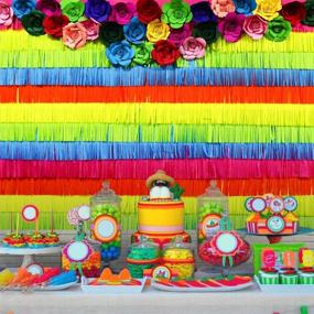 img 2 attached to 🎉 Vibrant Mexican Fiesta Photography Backdrop – UTOPP 7x5ft Colorful Paper Flower and Tassels Birthday Party Background for Cinco De Mayo, Carnival, and Cactus-themed Photo Studio Props