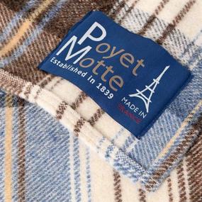 img 3 attached to Poyet Motte Chevreuse Heavyweight Wool Blend Oversized Blanket: Full/Queen Size Blue Stripe – Machine Washable and Luxuriously Cozy!