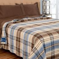 poyet motte chevreuse heavyweight wool blend oversized blanket: full/queen size blue stripe – machine washable and luxuriously cozy! logo