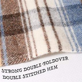 img 1 attached to Poyet Motte Chevreuse Heavyweight Wool Blend Oversized Blanket: Full/Queen Size Blue Stripe – Machine Washable and Luxuriously Cozy!