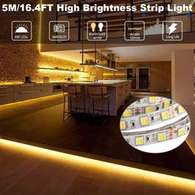 img 2 attached to 🌟 Enhance Your Space with Dimmable Dual White LED Strip Lights - Bluetooth APP Control for Home, Kitchen, Bedroom, Under Cabinet - 16.4ft/5M 5025 300 LEDs Warm White/Daylight 2700K-6000K Flexible LED Light Strip Kit