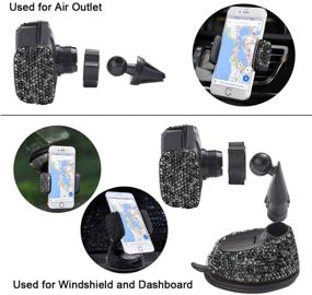 img 1 attached to 💎 Sparkling Bling Car Phone Holder: Rhinestone Crystal Auto Mount for iPhone & Android - Multi-Functional and Adjustable in Black