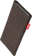 📱 custom-tailored brown sleeve for apple iphone x/xs by fitbag jive - made in germany, fine suit fabric pouch case cover with microfiber lining for display cleaning logo