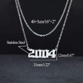 img 3 attached to 🎁 HUTINICE Birth Year Number Necklace - Old English Silver Pendant Jewelry for Women and Girls. Celebrate Birthdays with 18-inch Gold Chain Stainless Steel Friendship Necklace - Perfect Gift!