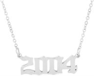 🎁 hutinice birth year number necklace - old english silver pendant jewelry for women and girls. celebrate birthdays with 18-inch gold chain stainless steel friendship necklace - perfect gift! logo