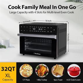 img 3 attached to 🍕 Beelicious Smart Oven Air Fryer: 32QT Extra Large Toaster Oven with Rotisserie, Dehydrator, and Digital Convection - Perfect for Pizza! 6 Accessories Included - 1800w, in Sleek Black