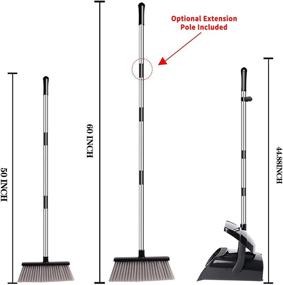 img 2 attached to Upright Dust Pan and Broom Set with Self-Cleaning Combo Dustpan - Long Handle, Stainless Steel Sweeping Set for Home, Office, Kitchen, Lobby