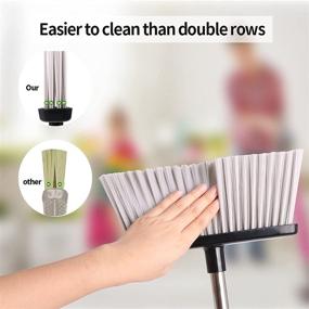 img 1 attached to Upright Dust Pan and Broom Set with Self-Cleaning Combo Dustpan - Long Handle, Stainless Steel Sweeping Set for Home, Office, Kitchen, Lobby