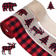 premium christmas buffalo plaid ribbon with moose, bear & trees - perfect for wrapping & decoration logo