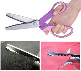 img 2 attached to 🔪 JISTL Professional Stainless Steel Dressmaking Sewing Craft Scissors, 9.3 inches Handled Pinking Shears in Purple: Premium Quality Cutting Tool for Precise Sewing and Craft Work