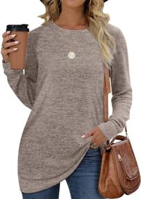 img 4 attached to 👚 Women's Long Sleeve Crew Neck Plain Fashion Casual Sweatshirts - Top Quality