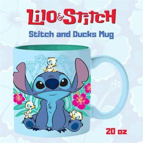 img 3 attached to 🦆 Silver Buffalo Lilo and Stitch Floral Ducks Ceramic Mug - 20 oz Blue Cup