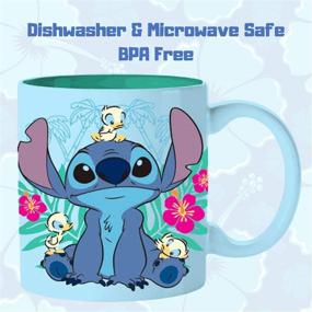 img 2 attached to 🦆 Silver Buffalo Lilo and Stitch Floral Ducks Ceramic Mug - 20 oz Blue Cup