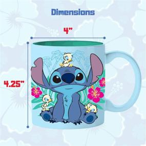 img 1 attached to 🦆 Silver Buffalo Lilo and Stitch Floral Ducks Ceramic Mug - 20 oz Blue Cup