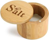 cocomong bamboo salt cellar: stylish round salt box with swivel lid - farmhouse kitchen canister holder for a unique and funny kitchen gift - 3.5 inch logo