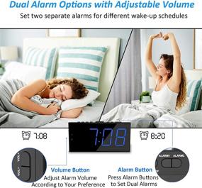 img 2 attached to ⏰ Powerful Bed Shaker Alarm Clock for Heavy Sleepers, Hearing Impaired or Deaf Teens - Dual Alarms, Large Display, USB Charger, Dimmer, Snooze & Battery Backup Included