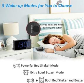 img 3 attached to ⏰ Powerful Bed Shaker Alarm Clock for Heavy Sleepers, Hearing Impaired or Deaf Teens - Dual Alarms, Large Display, USB Charger, Dimmer, Snooze & Battery Backup Included