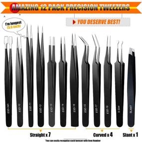 img 2 attached to 🔧 12-Pack Precision Tweezer Set: Craft, Soldering, Jewelry, Ingrown, Eyelash Extension, and Eyebrow Tweezers - Super Value Set with Handy Case