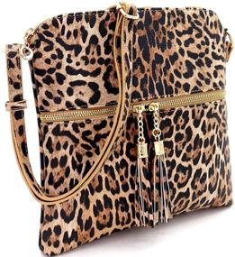 img 2 attached to Vegan Leather Leopard Print Crossbody Bag with Tassel Accent and Multiple Pockets, Ideal for Small to Medium-Sized Essentials