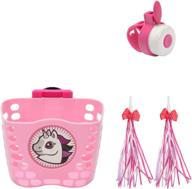 🛴 kids scooter basket with streamers, bike bell - front handlebar accessories for girls and boys, pink logo