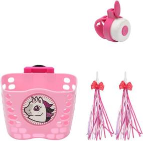 img 4 attached to 🛴 Kids Scooter Basket with Streamers, Bike Bell - Front Handlebar Accessories for Girls and Boys, Pink